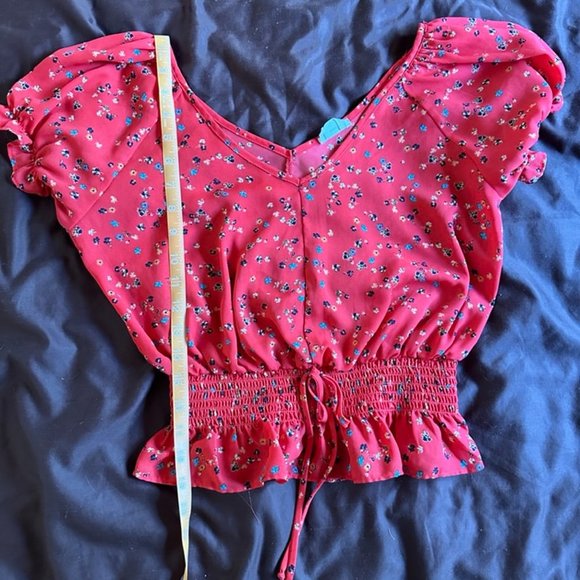 Sienna Sky Sheer Red Summer Blouse - Picture 5 of 5